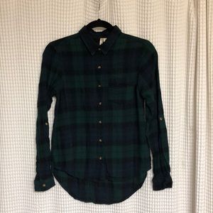 Green and Navy Plaid Flannel